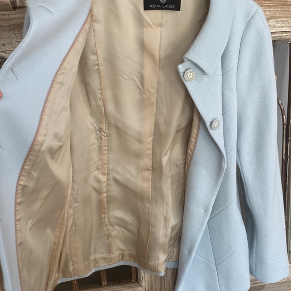 Rena Lange Wool Coat Light Blue sz 14 S-M - Picture 9 of 10
